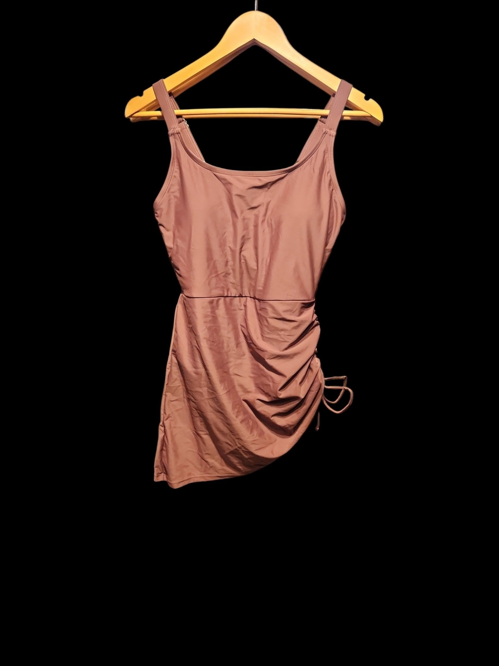 Ruched One-Piece Swim Dress in Mauve